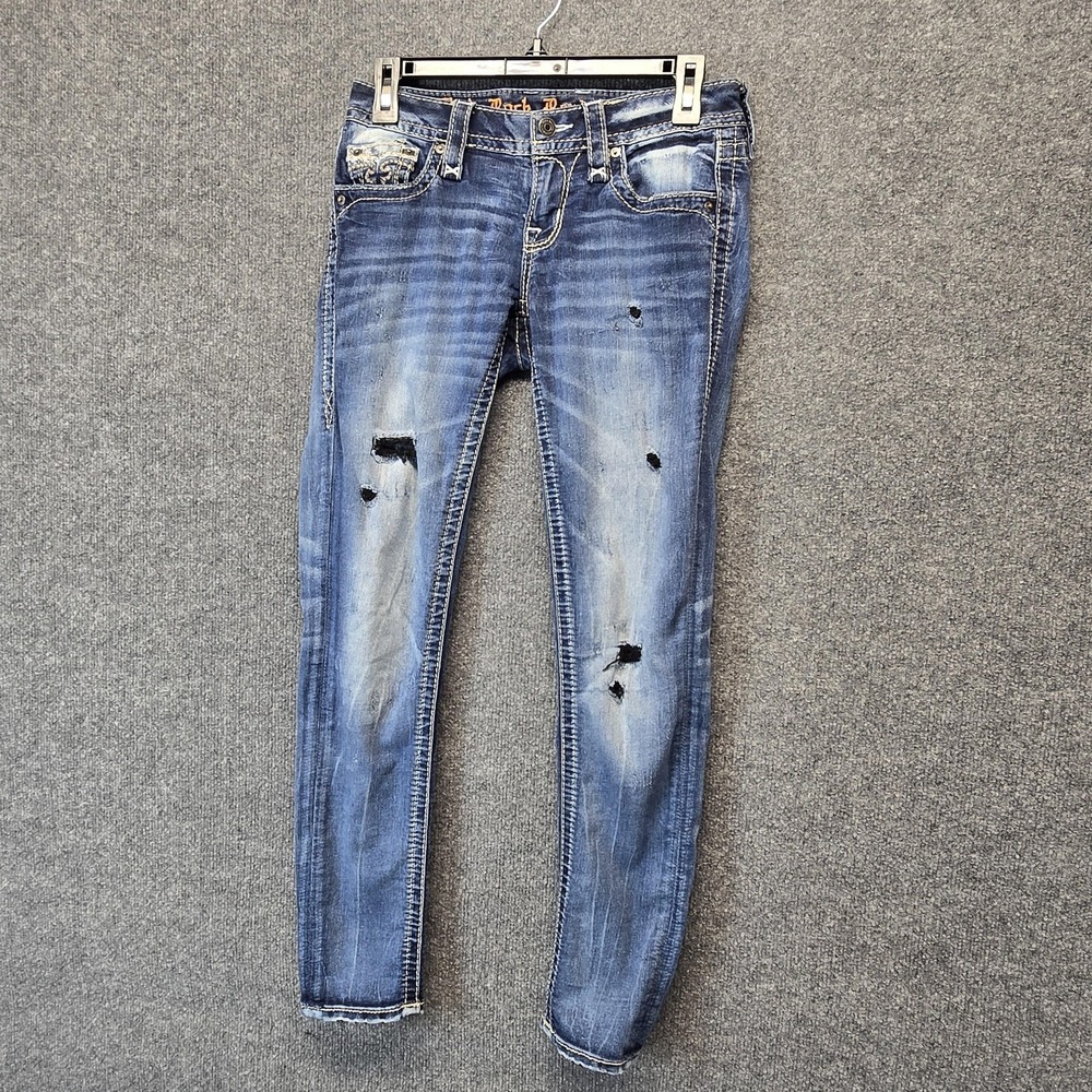 Rock Revival Dalia Jeans Womens 25 Blue Skinny Distressed Denim 28"x28" Actual